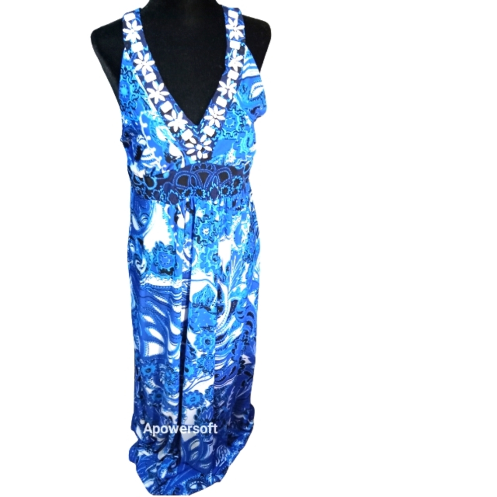 NWT Blue & whit Maxi dress Sz XL